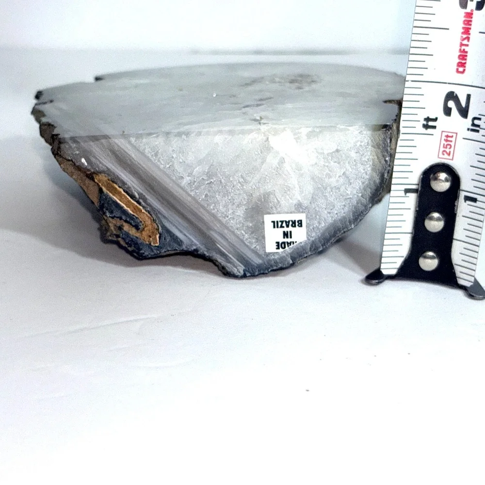 Polished Brazilian Agate Free Standing 1.11 lb Crystal Specimen White Grey 4.75